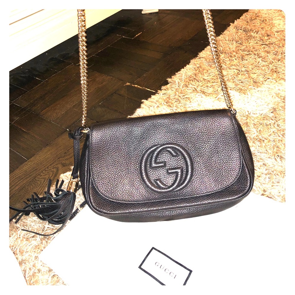 AUTHENTIC Gucci Soho Black Leather Cross body